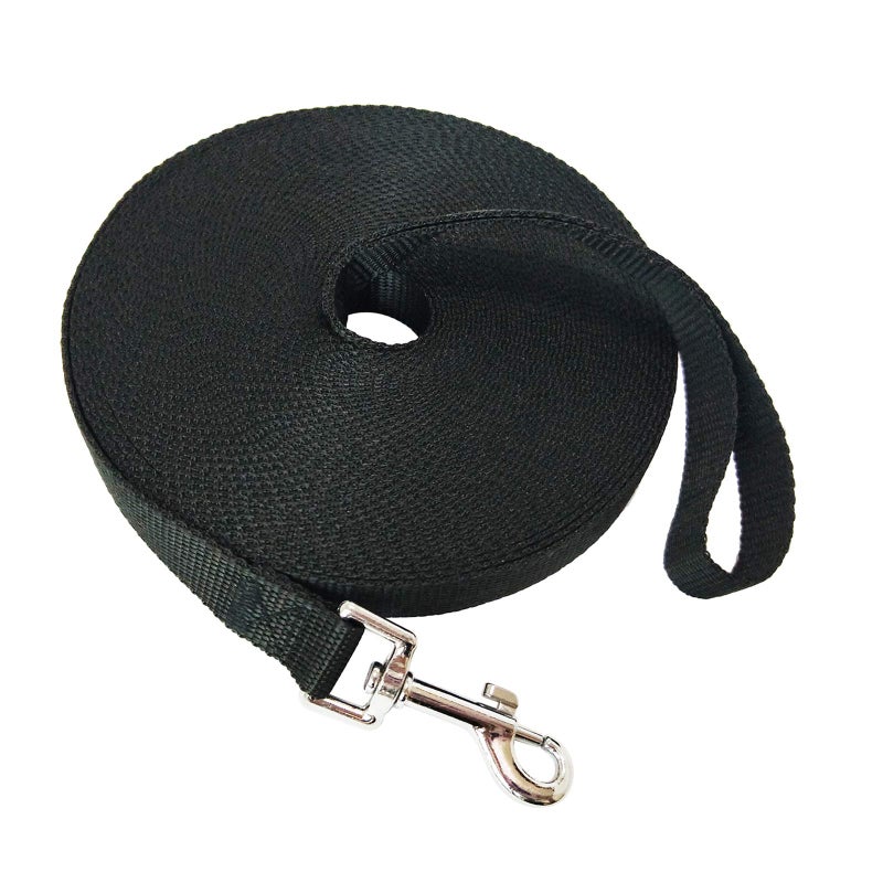 MANDAO Nylon Training Dog Leash for Small Medium Large Dogs, 15ft 20ft 30ft 50ft Long Leash Dog/Puppy Lead for Obedience Recall Training, Camping (50ft, Black) - Image 1